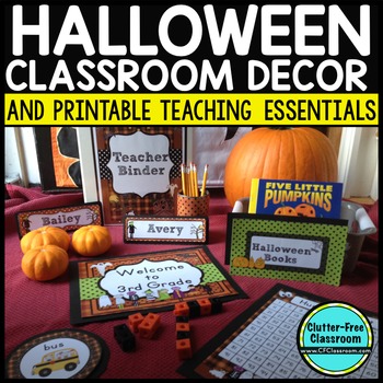 Preview of OCTOBER HALLOWEEN Classroom Theme EDITABLE Decor-34 Printable Product Bundle