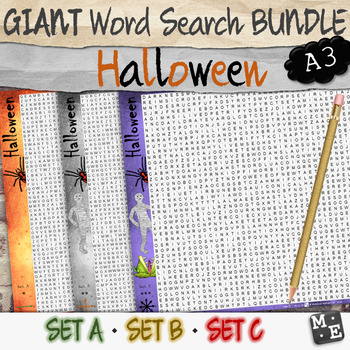 Preview of HALLOWEEN VOCABULARY BUNDLE MEGA GIANT Word Search Puzzle Poster Worksheets