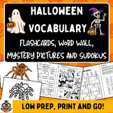 HALLOWEEN VOCABULARY Flashcards Word Wall Mystery Picture 