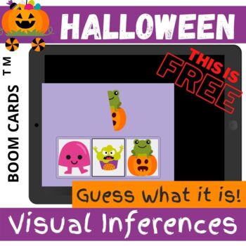 Preview of HALLOWEEN Visual Inferences: Guess what it is! - BOOM CARDS Distance Learning