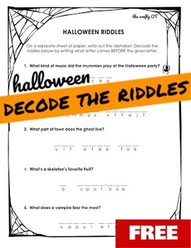 Preview of HALLOWEEN RIDDLES: Decode the Riddles