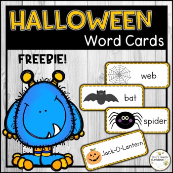 HALLOWEEN Word Cards FREEBIE - Color and BW by Sue's Snazzy Classroom