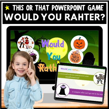 Preview of HALLOWEEN Would You Rather PowerPoint Game, Writing Prompts 3rd 5th Grade