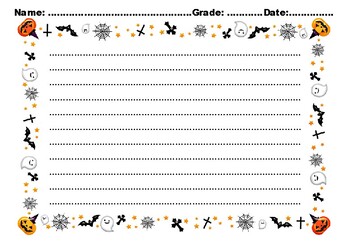 Preview of HALLOWEEN Writing Paper, Fall Sub Plan, Printables
