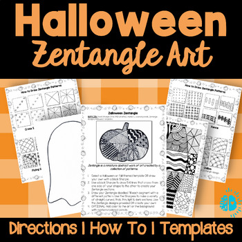 Preview of HALLOWEEN Zentangle Art Activity | October Fall Social Emotional