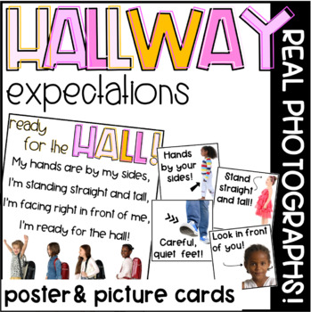 Preview of HALLWAY PROCEDURES/EXPECTATIONS POSTER | REAL PICTURE CARDS | HALLWAY CHANT SONG