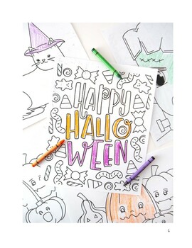 Preview of HALOWEEN ART COLOURING PRINTABLES PAGES FOR GRADE 1-4