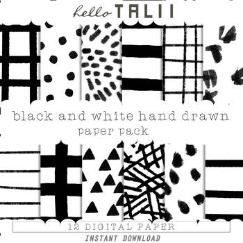 Preview of HAND DRAWN BLACK AND WHITE Digital Paper