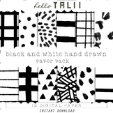 HAND DRAWN BLACK AND WHITE Digital Paper
