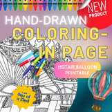 HAND-DRAWN HOTAIR BALLOON Adult Teen Coloring-in Page (The