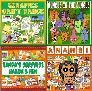Preview of HANDA'S SURPRISE AND HEN, GIRAFFES CAN'T DANCE, ANANSI, RUMBLE IN THE JUNGLE