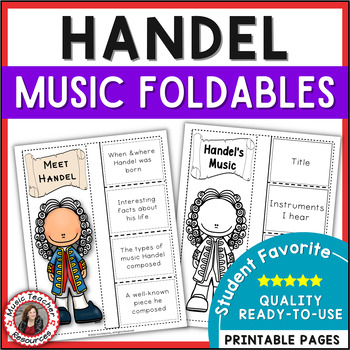 Preview of Music Composer Worksheets - HANDEL Biography Research and Listening Foldables
