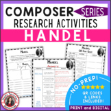 HANDEL Music Composer Study and Worksheets