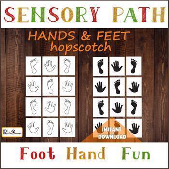 Preview of HANDS & FEET Hopscotch • Sensory Path for preschooler • Floor decals set  • DIY