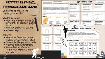Preview of HANDS-ON Mystery Element Cards: Chemistry Activity, Periodic Table, Families