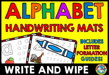 Preview of ALPHABET LOWERCASE LETTER TRACING WORKSHEETS OR MATS WRITE AND WIPE CARDS CENTER