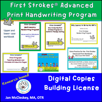 Preview of HANDWRITING PROGRAM First Strokes Advanced Print - Building License