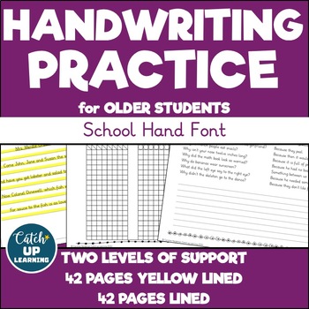Preview of Handwriting Practice Older Students School Hand Print Font 42 Engaging Pages