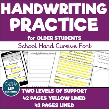 Preview of Handwriting Practice Older Students Cursive Font