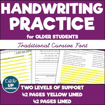 Preview of Handwriting Practice for Older Students Traditional Cursive Font