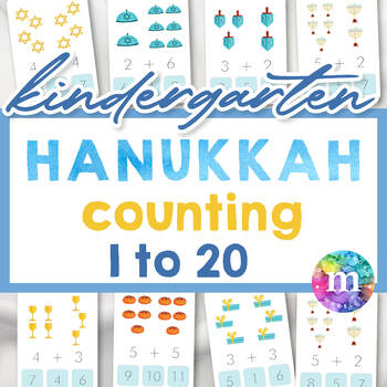 Preview of HANUKKAH Counting Clip Cards, Montessori Math, Kindergarten Counting 1 to 20