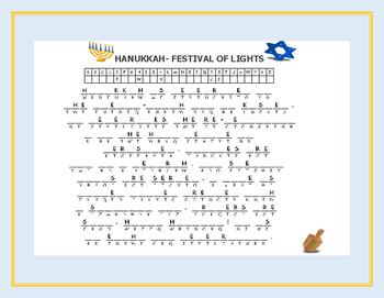 Preview of HANUKKAH FESTIVAL OF LIGHTS CRYPTOGRAM: A CELEBRATION ACTIVITY