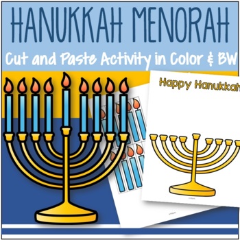 Preview of HANUKKAH Menorah Cut and Paste Poster in Color and BW