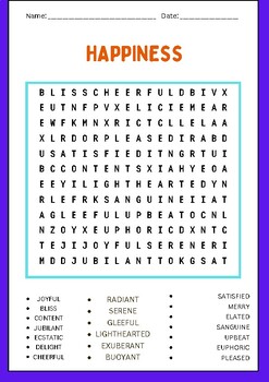 HAPPINESS HOLI FESTIVAL OF COLORS Word Search puzzles worksheet activity