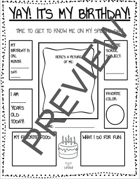 HAPPY BIRTHDAY All About Me and small birthday card templates | TPT