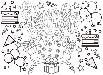 HAPPY BIRTHDAY COLORING SHEET by Twinklette | Teachers Pay Teachers