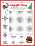 HAPPY BIRTHDAY Word Search Puzzle Worksheet Activity
