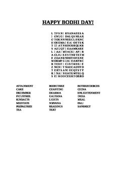 Preview of HAPPY BODHI DAY- DECEMBER 8TH- WORD SEARCH