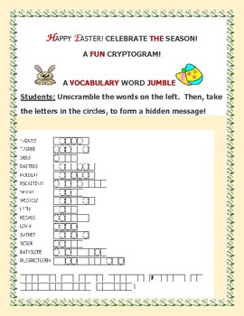 Preview of HAPPY EASTER: A VOCABULARY WORD JUMBLE: CELEBRATE!