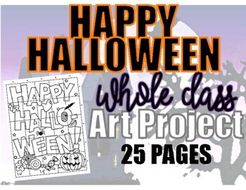 Preview of HAPPY HALLOWEEN! Collaborative Art Project! 25 pages READY TO PRINT & DECORATE!