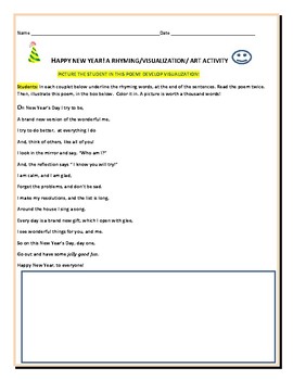 Preview of HAPPY NEW YEAR: A RHYMNG, VISUALIZATION & ART ACTIVITY:GR 3-6,ESL