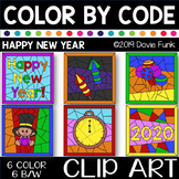 HAPPY NEW YEAR 2020 Color by Number or Code Clip Art