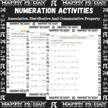 Preview of HAPPY Pi Day Math Activities Associative, Distributive And Commutative Property