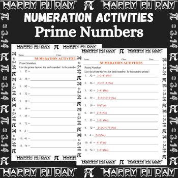 Preview of HAPPY Pi Day Math Activities Prime Numbers Activities No Prep Worksheets