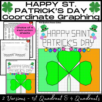 Preview of HAPPY ST. PATRICK'S DAY! Coordinate Graphing Mystery Pictures - Ordered Pairs