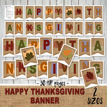 HAPPY THANKSGIVING BANNER – Digital file -Instant Download- | TpT