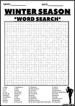 Preview of HARD WINTER SEASON WORD SEARCH Puzzle Middle School Fun Activity Vocabulary