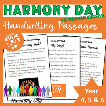 Preview of HARMONY Day/Week  Handwriting  Themed Passages - Victorian Modern Cursive Joined