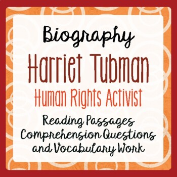 Preview of HARRIET TUBMAN Biography Underground Railroad Texts Activities PRINT and EASEL