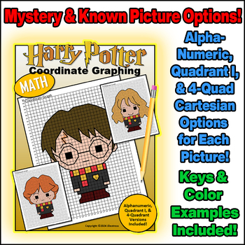 Preview of ⚡ HARRY POTTER ⚡ Coordinate Graph Mystery Pictures! Ordered Pairs Fun!