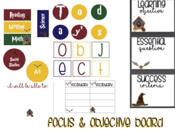 Preview of HARRY POTTER INSPIRED CLASSROOM DECOR | OBJECTIVES AND FOCUS BOARD