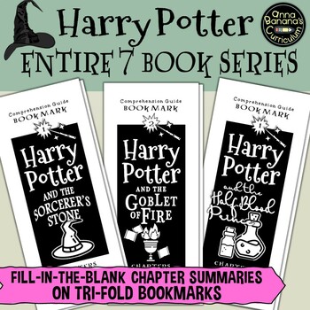 Preview of HARRY POTTER SERIES BUNDLE Comprehension Guide Tri-Fold Bookmarks