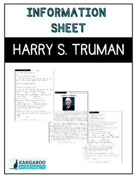 Preview of HARRY S. TRUMAN - Information Sheet - Reading Comprehension & Worksheet