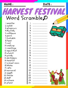 HARVEST FESTIVAL Word Scramble Puzzle Worksheets Activities | TPT