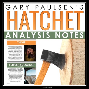 Preview of Hatchet Analysis Notes - Presentation Analyzing Literary Devices - Gary Paulsen