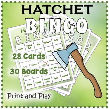 Preview of HATCHET BINGO GAME - Novel Study Supplement With Boards & Vocabulary Cards